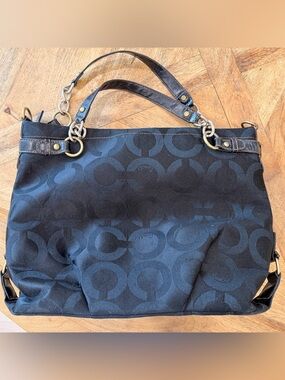 Y2K Coach classic large black hobo chain strap leather satchel purse bag retro